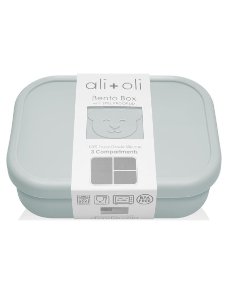 Caja Bento de Silicona AliOli Azul 3 Compartimentos 946 ml