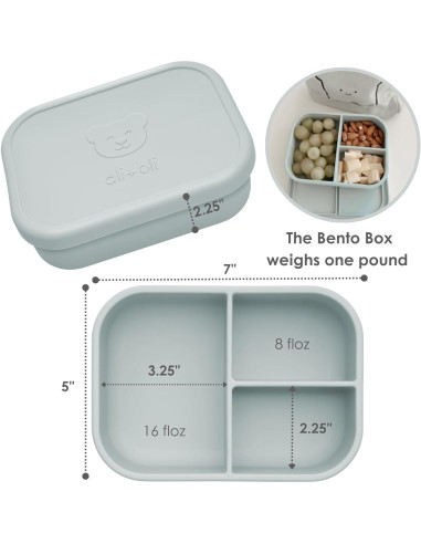 Caja Bento de Silicona AliOli Azul 3 Compartimentos 946 ml