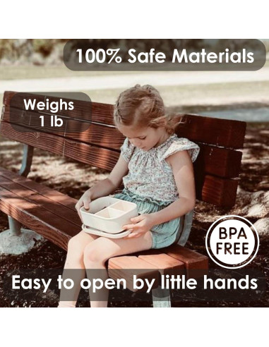 Caja Bento de Silicona AliOli Azul 3 Compartimentos 946 ml