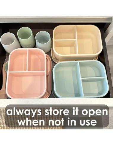 Caja Bento de Silicona AliOli Azul 3 Compartimentos 946 ml