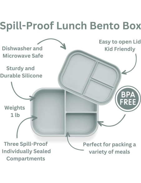 Caja Bento de Silicona AliOli Azul 3 Compartimentos 946 ml