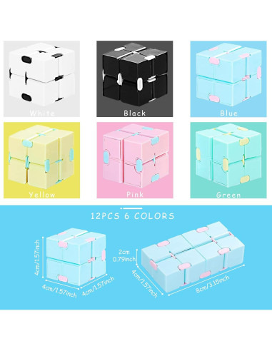 12 Piezas Cubos Infinito Antiestrés Gejoy 4x4 cm Plástico ABS