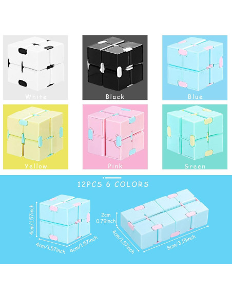 12 Piezas Cubos Infinito Antiestrés Gejoy 4x4 cm Plástico ABS