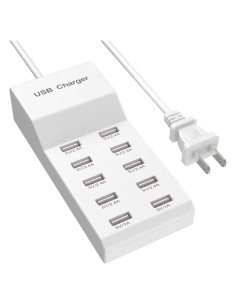 Cargador de Pared USB QIONMAR 10 Puertos 50W Carga Rápida