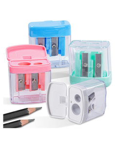 Sacapuntas Manuales Golcellia 4 Pcs Doble Orificio Colores