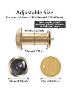 Mirilla para puerta GLANICS 2PCS cobre 200 alta resistencia 2