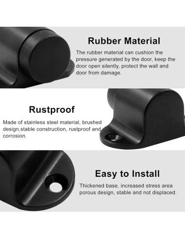 Tope de Puerta de Piso PHITUODA Acero Inoxidable Negro 27mm