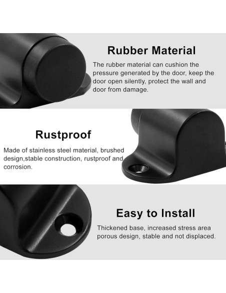 Tope de Puerta de Piso PHITUODA Acero Inoxidable Negro 27mm