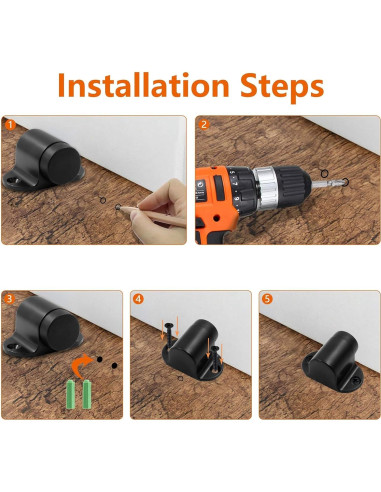 Tope de Puerta de Piso PHITUODA Acero Inoxidable Negro 27mm