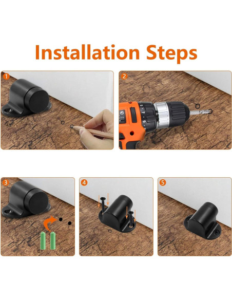 Tope de Puerta de Piso PHITUODA Acero Inoxidable Negro 27mm