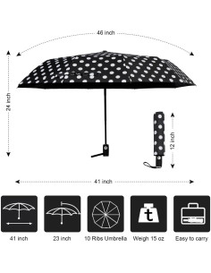 Paraguas de Viaje Grande Agaric Bonito con Lunares 116.84 cm 2