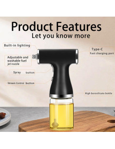 Dispensador de Aceite Eléctrico Kzalzaci 260ml 2-en-1 Negro 2