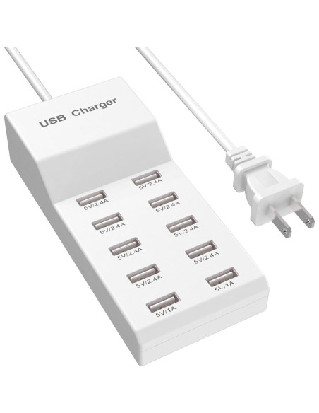 Cargador de Pared USB QIONMAR 10 Puertos 50W Carga Rápida