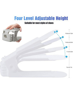 Organizador de Zapatos RISETEX Ajustable Doble Nivel Blanco 2