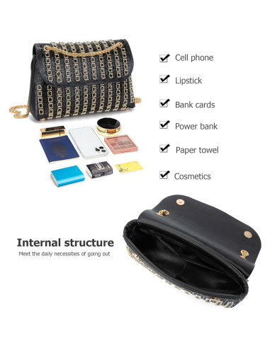 Clutch de Noche Brillante Sweetovo con Strass para Mujeres