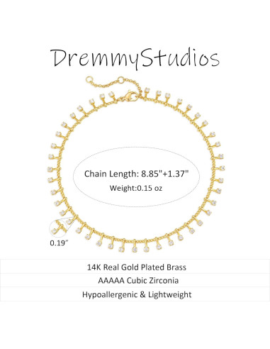 Cadena de Tobillo Dremmy Studios Oro 14k con Ojo Maligno