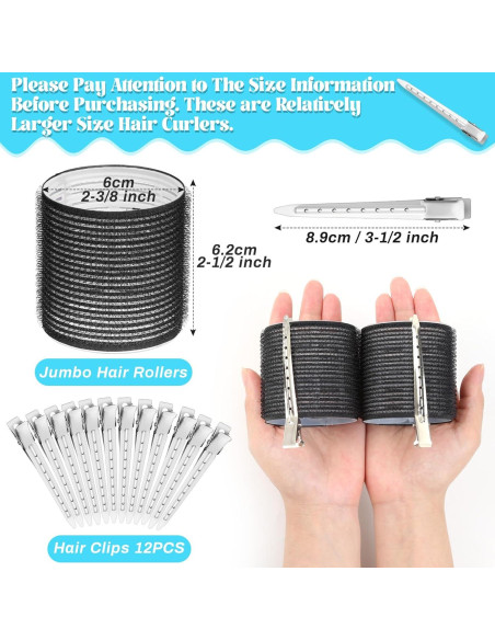 Rizadores de Cabello Jumbo Acejoz 12 Piezas con Clips Acero