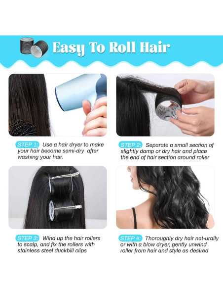 Rizadores de Cabello Jumbo Acejoz 12 Piezas con Clips Acero