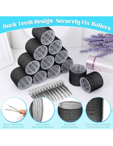 Rizadores de Cabello Jumbo Acejoz 12 Piezas con Clips Acero