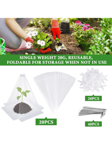 Cloches de Jardín Niuyhe 20 Piezas Protectores de Plántulas