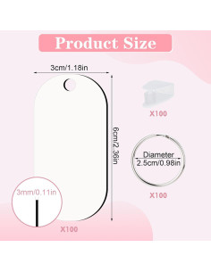 300 Llantas de Sublimación Ovaladas Guiqulai para Llaveros 2