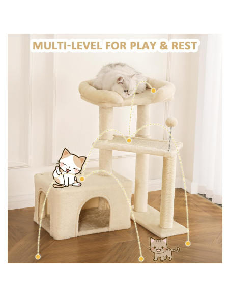 Árbol para Gatos Made4Pets Beige 73.66 cm Torre de Actividad