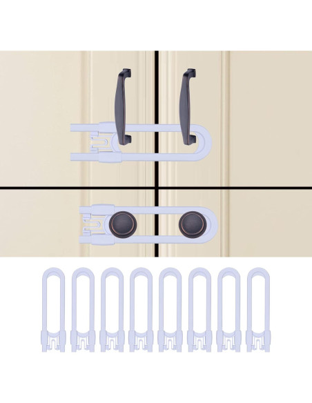 Cerraduras de Seguridad para Gabinetes OKEFAN - 8 Unidades Blancas