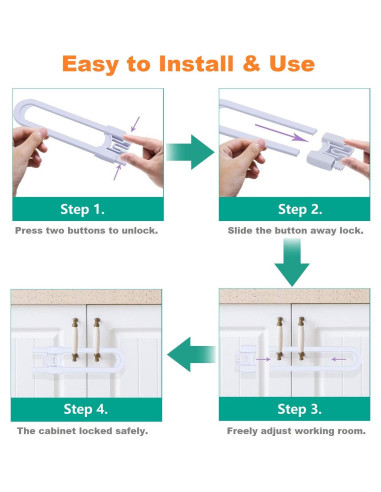 Cerraduras de Seguridad para Gabinetes OKEFAN - 8 Unidades Blancas
