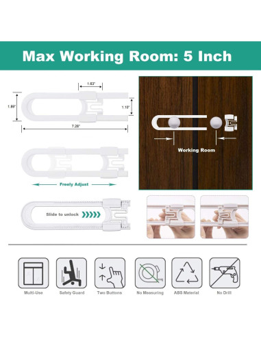 Cerraduras de Seguridad para Gabinetes OKEFAN - 8 Unidades Blancas