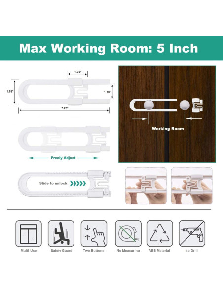 Cerraduras de Seguridad para Gabinetes OKEFAN - 8 Unidades Blancas