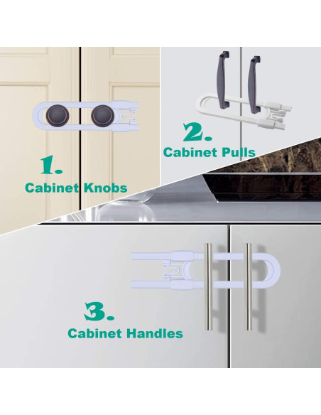 Cerraduras de Seguridad para Gabinetes OKEFAN - 8 Unidades Blancas