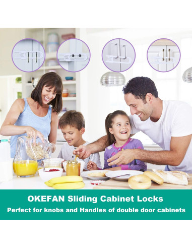 Cerraduras de Seguridad para Gabinetes OKEFAN - 8 Unidades Blancas