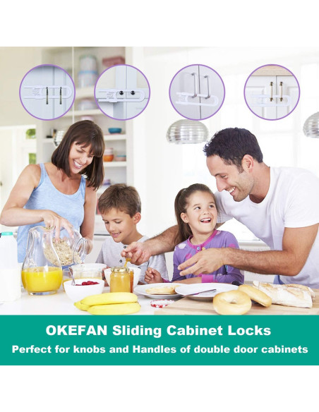 Cerraduras de Seguridad para Gabinetes OKEFAN - 8 Unidades Blancas