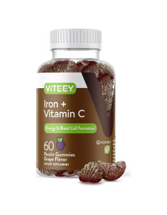 Gomas de Hierro Viteey 20mg + Vitamina C 26mg Sabor Uva