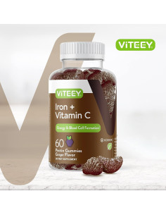 Gomas de Hierro Viteey 20mg + Vitamina C 26mg Sabor Uva 2