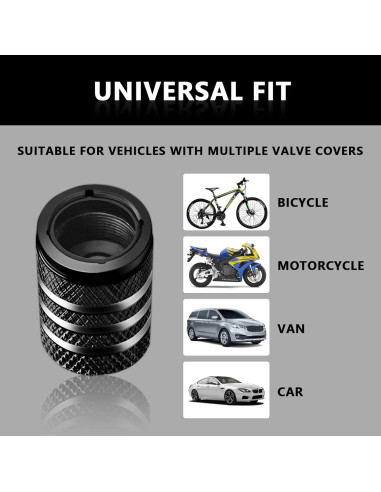 Tapa de Válvula de Neumático Fogfar 5 PCS Aluminio Negro