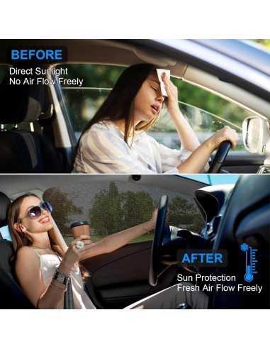 Parasoles LSTRAGY para Ventanas de Auto, Paquete de 2, 119.4x52.1cm