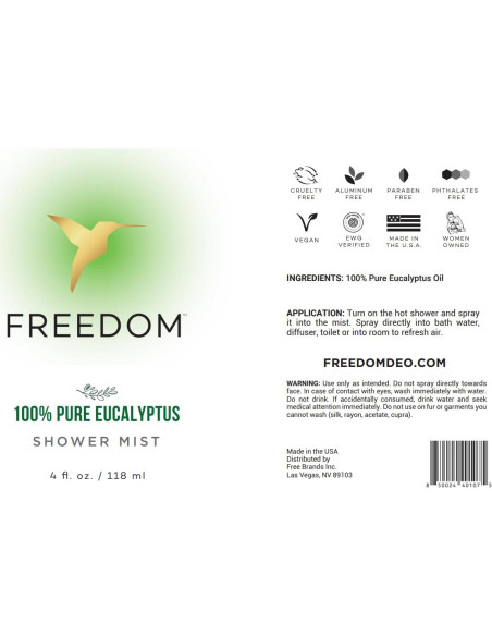 Rocío para Ducha Freedom 118 ml Eucalipto Natural Vegano