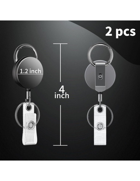 Paquete de 2 llaveros retráctiles metalicos bomyarJr 65 cm