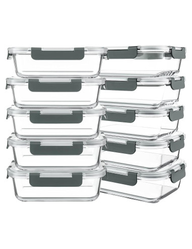 10 Contenedores de Vidrio KOMUEE 30 oz A Prueba de Aire