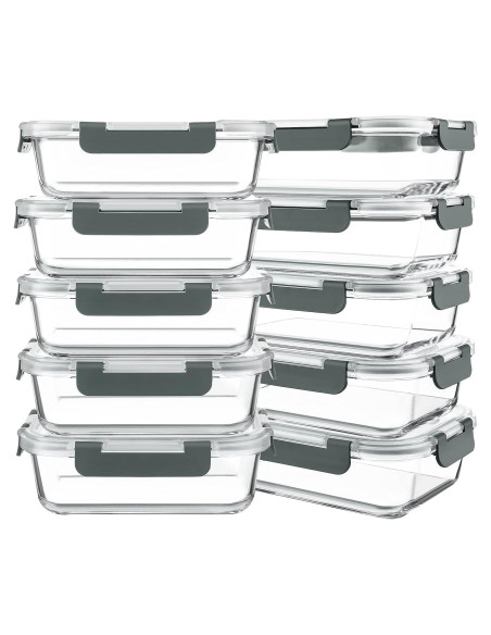 10 Contenedores de Vidrio KOMUEE 30 oz A Prueba de Aire