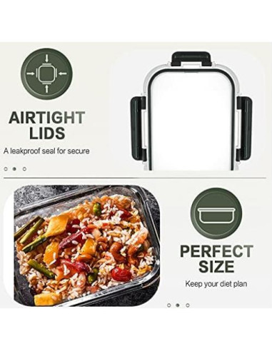 10 Contenedores de Vidrio KOMUEE 30 oz A Prueba de Aire