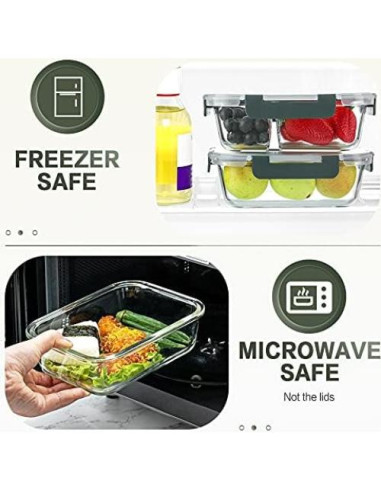 10 Contenedores de Vidrio KOMUEE 30 oz A Prueba de Aire