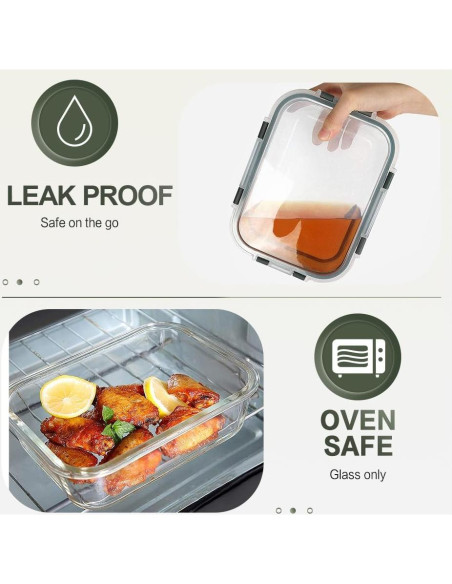 10 Contenedores de Vidrio KOMUEE 30 oz A Prueba de Aire