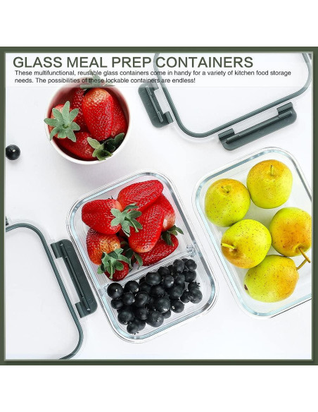 10 Contenedores de Vidrio KOMUEE 30 oz A Prueba de Aire