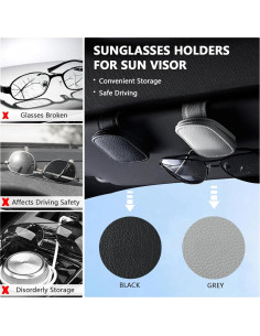 Soporte de Gafas de Sol Aenfaiy para Coche - 2 Piezas Negro 2