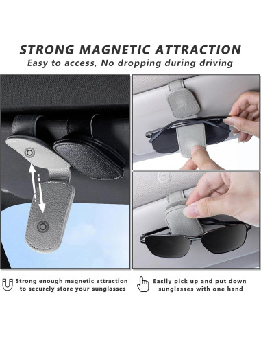 Soporte de Gafas de Sol Aenfaiy para Coche - 2 Piezas Negro