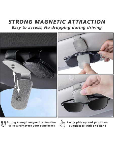 Soporte de Gafas de Sol Aenfaiy para Coche - 2 Piezas Negro
