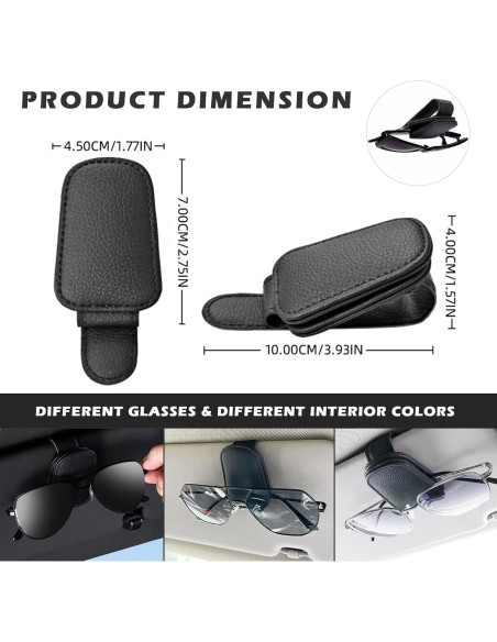 Soporte de Gafas de Sol Aenfaiy para Coche - 2 Piezas Negro