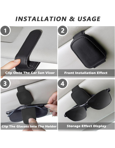 Soporte de Gafas de Sol Aenfaiy para Coche - 2 Piezas Negro